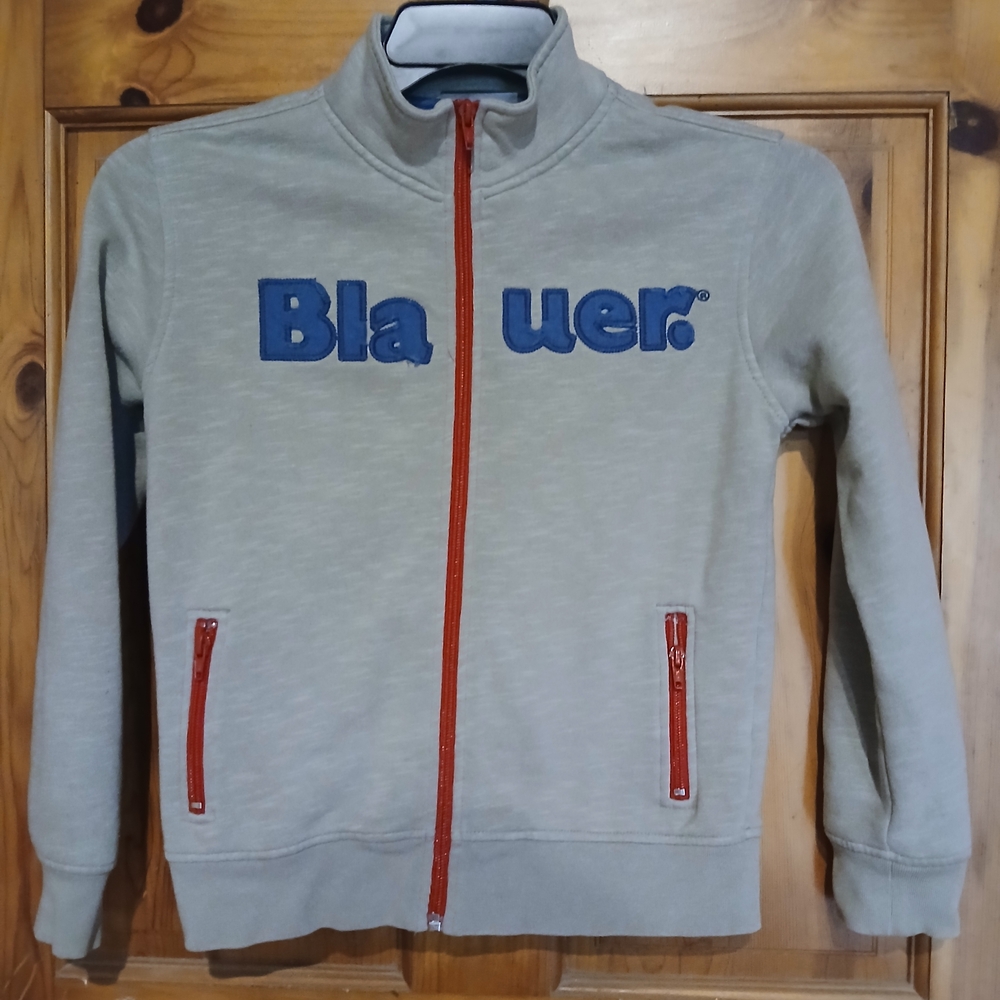 Blauer Kids Jacket - Gray with Blue Logo and Red Zippers